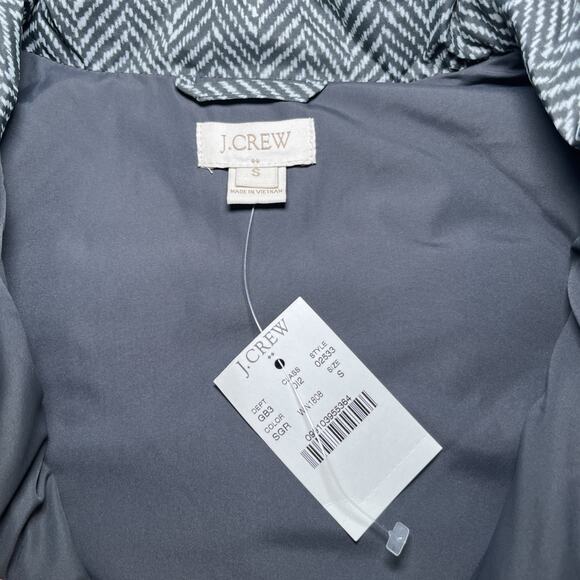 J CREW Puffer Vest Gray Herringbone Pattern Down Filled w/Pockets Size Small NWT - Picture 3 of 11